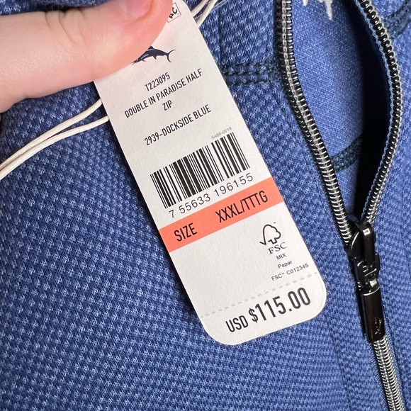 Tommy bahama double in paradise reversible 1/4 zip - Picture 3 of 3